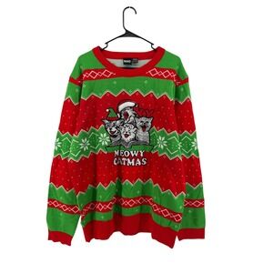 MAD Engine XXL Ugly Christmas Sweater XXL Cats‎ Meowy Catmas Holiday Knit